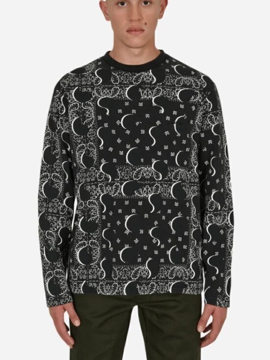 Awake Other - Awake New York Black and White Bandana Print Long Sleeve Top sz L